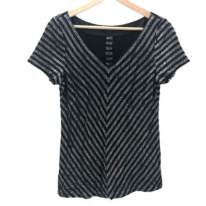 NANETTE Lepore stripe metallic v neck top